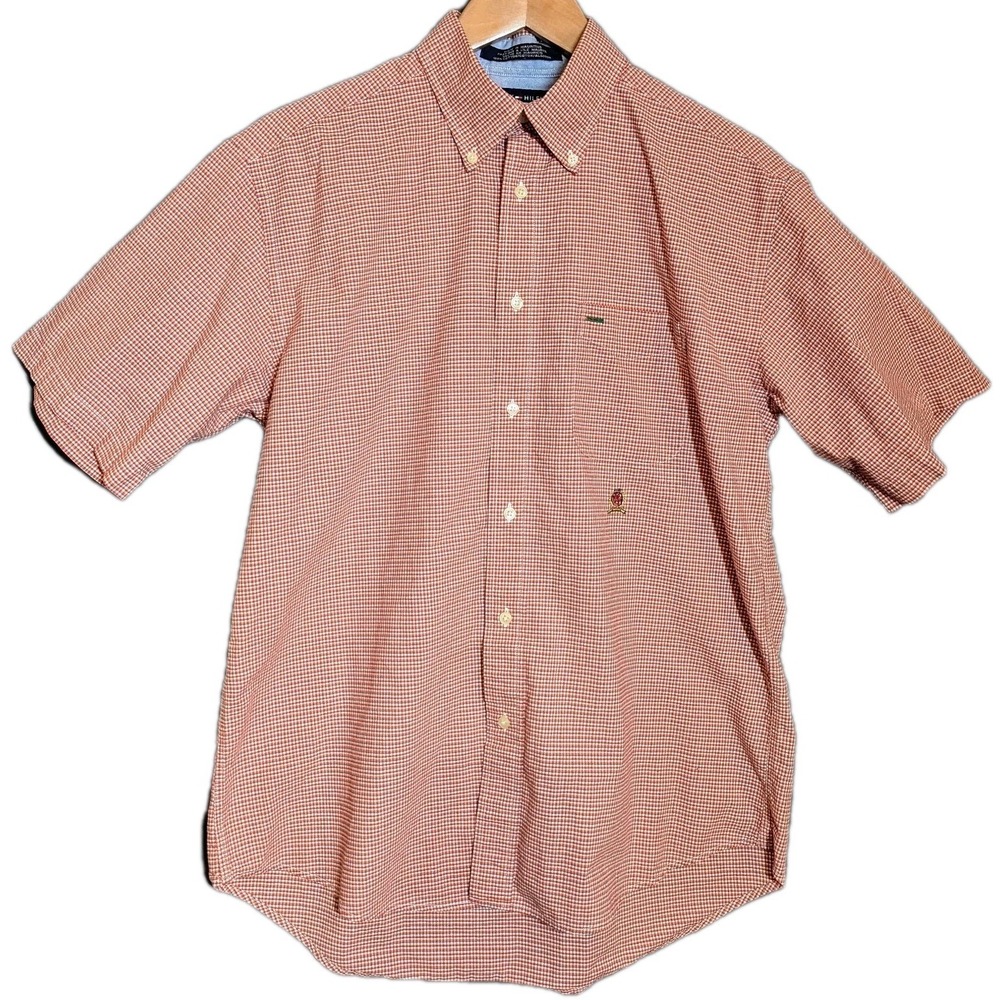 Vintage 90's‎ Tommy Hilfiger Plaid Button-down Men's Large Crest